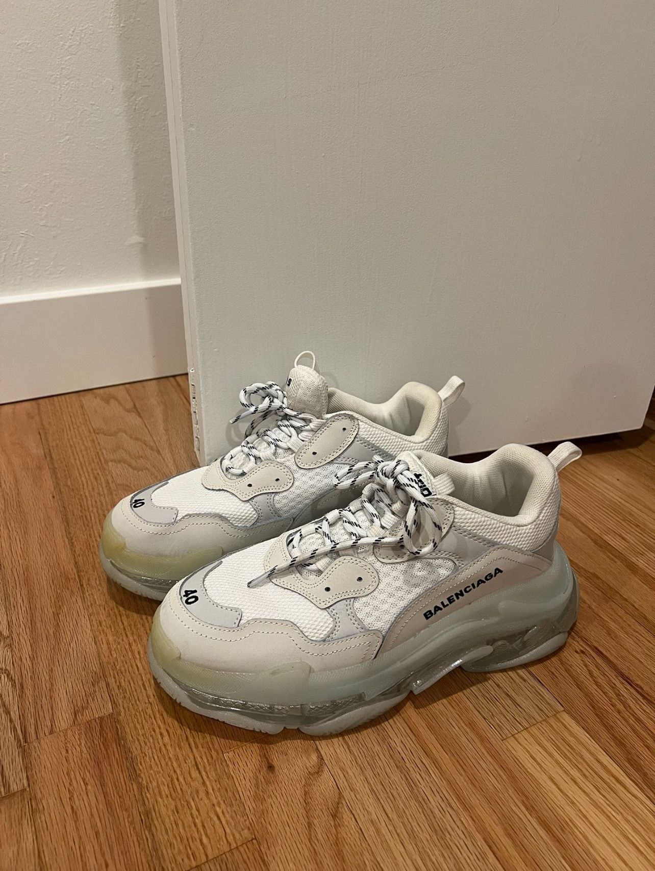 Balenciaga Triple S Women 40 White with Clear Sole