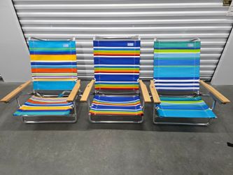 3 Folding Canvas and Aluminum Beach Chairs