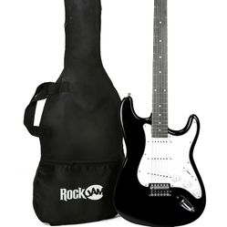 RockJam Black Electric Guitar with Guitar Bag