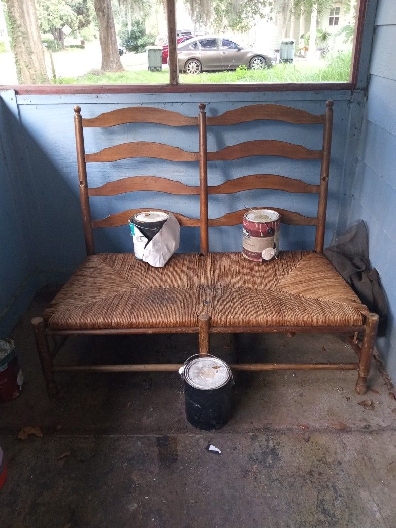 20th-C. French Country Carved Maple Settee Bench