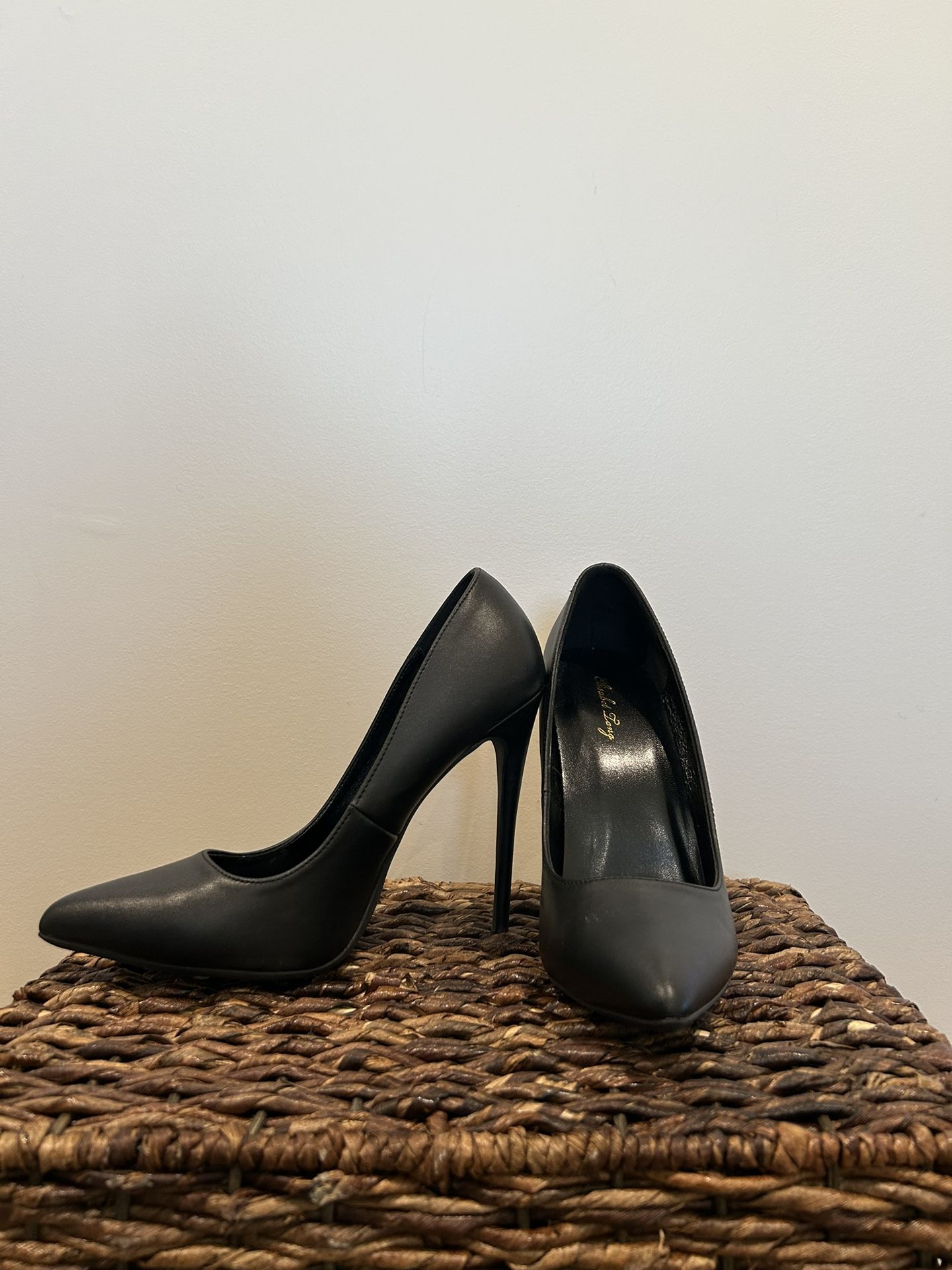 tall black stilettos