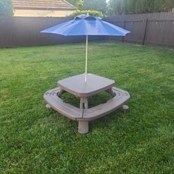 Kids Picnic And Craft Table With Umbrella