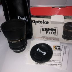 Nikon mount, Optica brand, 85mm f/1.8 
