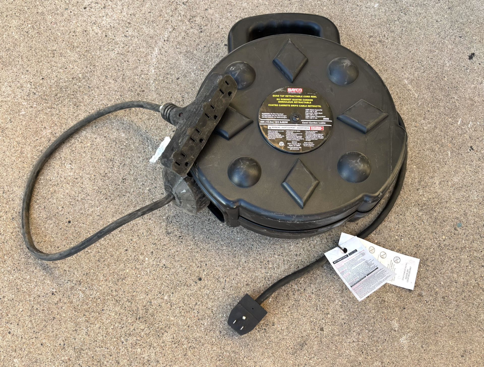 Bayco Quad Trap Retractable Cord Reel 50ft