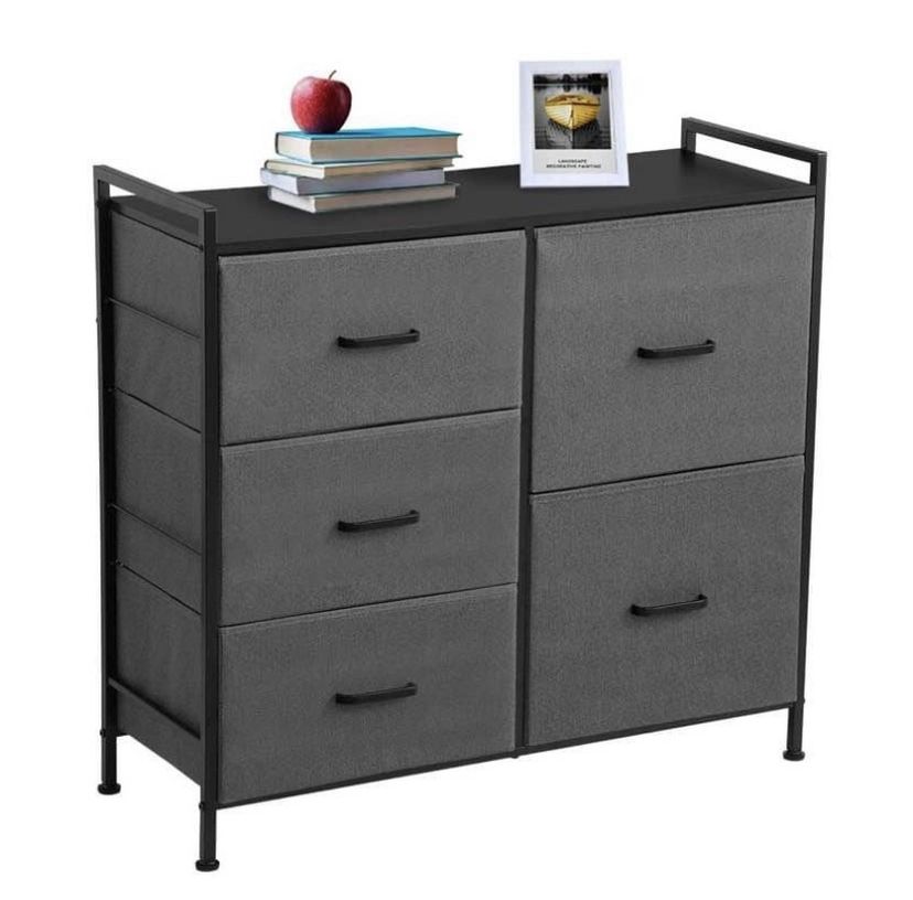 Fabric 5 Drawer Dresser Storage Tower Organizer Unit with Sturdy Steel