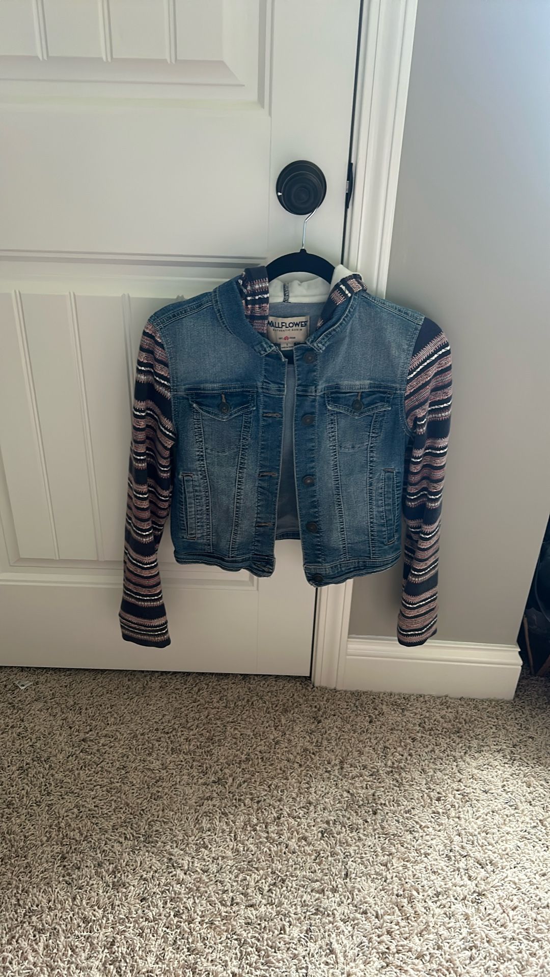 Soft Mix Of Sweater And Jean Jacket.