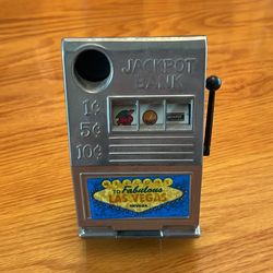 Vintage Mid 70’s Metal Las  Vegas Nevada Mini Slot Machine Bank