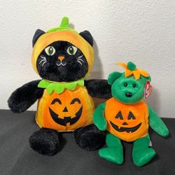 Halloween Black cat in Pumpkin Outfit Plush toy /TY Beanie Baby – TRICKY the