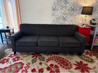 Dark Charcoal 3-Seat Sofa — 89" Wide, Clean, Smoke-Free