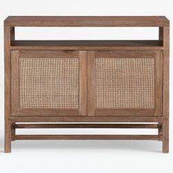 Blake 42 “ Light Brown Teak And Rattan Storage Media Console 