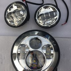 Chrome clear lens headlight and passing lights led for Motorcycle