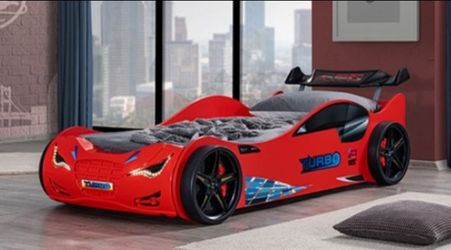 Brand New Red Race Car Design Twin Bed Frame w Mattress