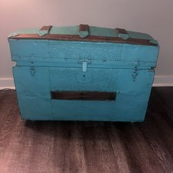 Antique Metal And Wood Trunk 