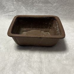 Brown medium ceramic bonsai pot planter