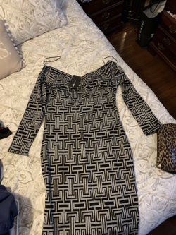 Off the Shoulder Black/Grey NEW woman Fashion Nova 1x dress