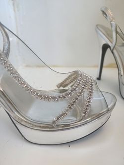 Clear & Rhinestone High Heels Size 8