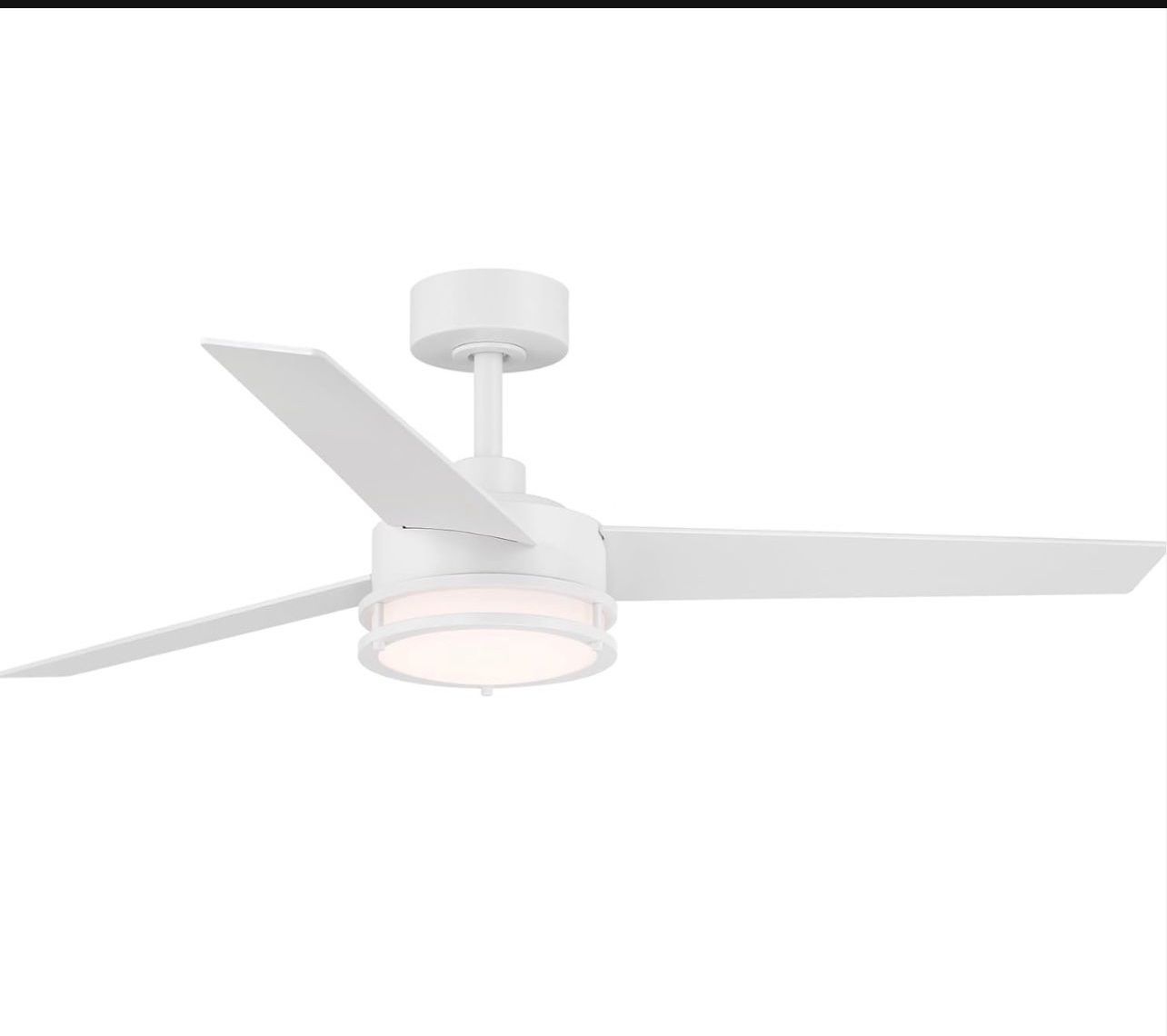 Brand New In The Box- DESIGNERS FOUNTAIN Cassini 52 in. LED Indoor/Covered Outdoor Matte White Standard Mount RGB Smart Ceiling Fan with Light Kit and