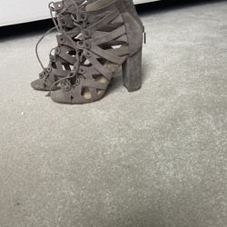 Grey color open toe heels for sale. 91/2  