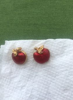 Apple gold and red sparkly piercedearrings