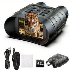 Night Vision Binoculars - 112MP 4K Night Vision Goggles, 5000mAh Battery & 64GB Card, 1500FT Range, Tactical Flashlight for Wildlife Hunting, Camping,