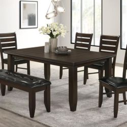 DALILA 6-PIECE RECTANGULAR DINING TABLE SET CAPPUCCINO