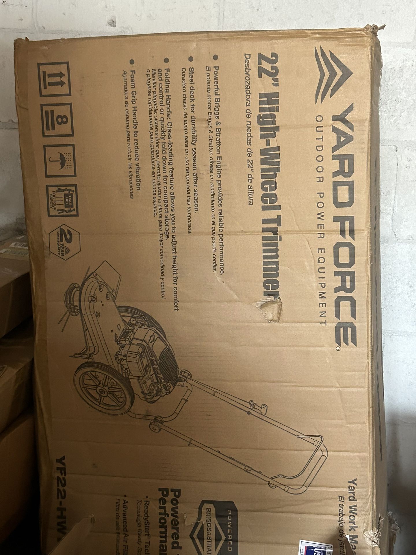 Yard Force 22 in. 163cc Briggs and Stratton 675Exi Gas Walk Behind String Trimmer Mower