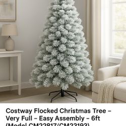 Costway 6FT Flocked Christmas Tree – Very Full – Beautiful Snowy Look – Model CM22817 By See