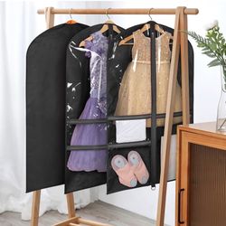 8 Garment Bag 40 Inch Hanging Clothes for Wedding or Events, with 3 Medium Clear Zipper Pockets for Accessories 