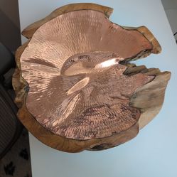Anthropologie  teak and copper bowl