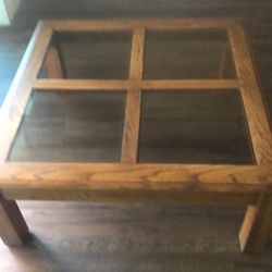 Coffee Table 4’x4’ square w/beveled smoked Glass 