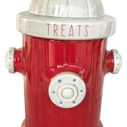 Blue Sky Ceramic Fire Hydrant Treat Jar, Red