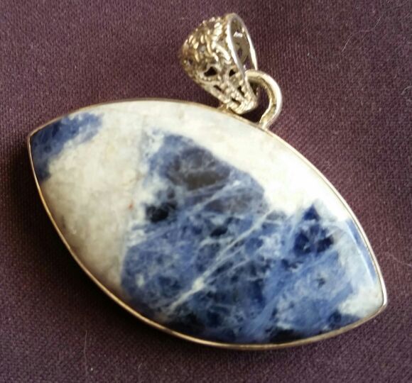 GENUINE SODALITE STERLING SILVER PENDANT JEWELRY