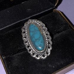 Turquoise And Silver Ring Size 5.5