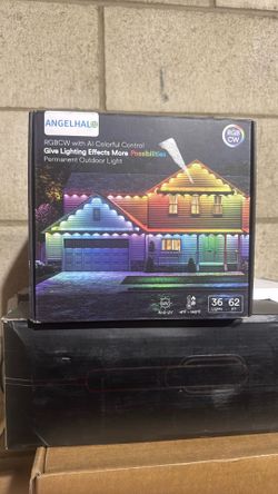 ANGELHALO Permanent Outdoor Lights, 50ft Smart RGBAI Eaves Lights with 72 LEDs