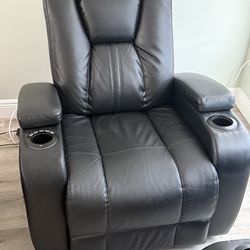 Black Leather Recliner Power Chair 