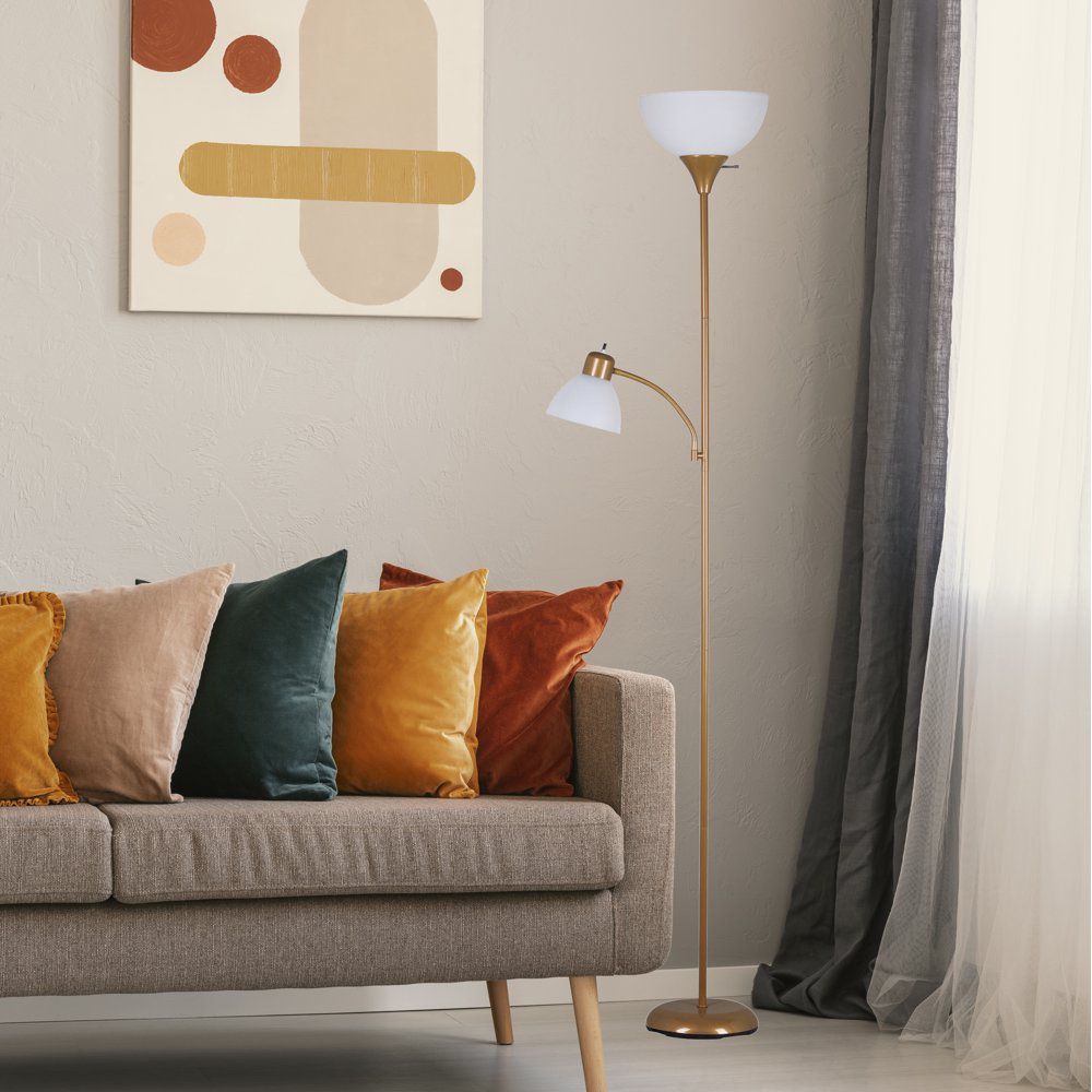 Gold 72 Inch Floor Lamp Reading Light Metal Uplight Stand Living Room Bedroom