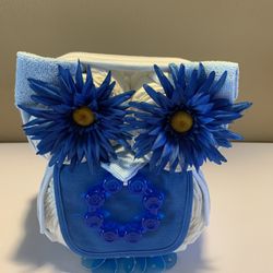 Owl Diaper Cake - Blue