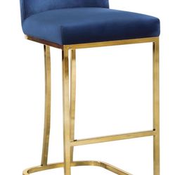 Two Blue Velvet Counter Stools