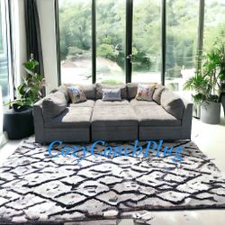 ( Free Same Day Delivery)- Terrific Thomasville Tisdale Boucle Modular Sectional with Storage Ottoman