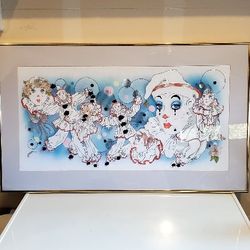 Clown Cross-stitch With Gold Frame
