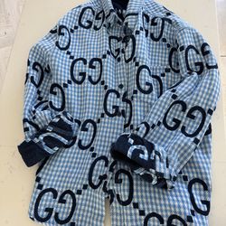 🔥 GUCCI GG Oversized Shirt Jacket – Blue – Excellent Condition 🔥