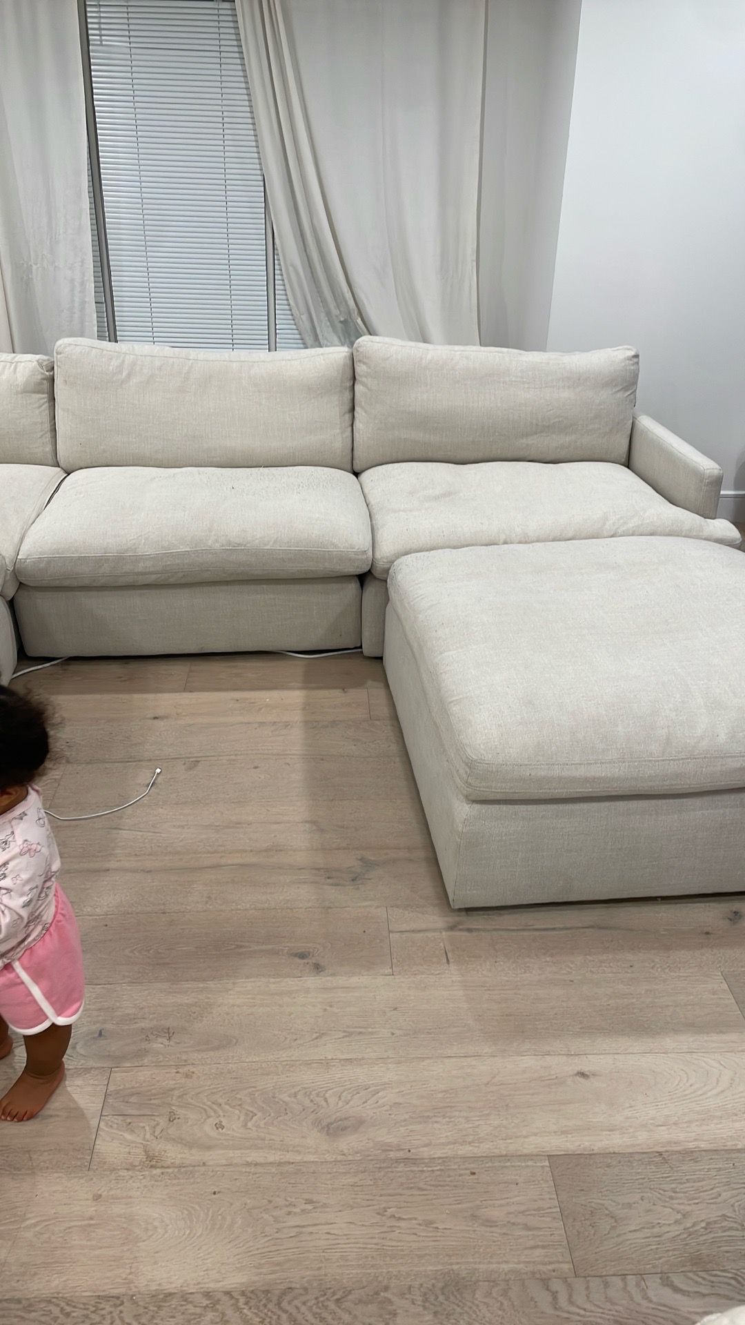 6 cushion large family beige sofa