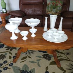 13, Pieces, Milk Glass, Grapevine, Design, Mint, Condition,