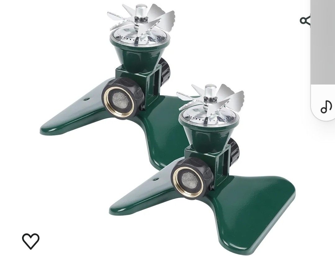 Biswing 2 Pack Lawn Sprinkler, Heavy Duty Metal Square Garden Sprinkler, 360 Degree Large Area Irrigation, Connectable Rotating Automatic Water Sprin
