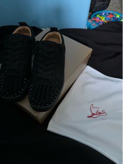 Christian Louboutin Black Spike Loubishark/Louis Low-Top Sneakers