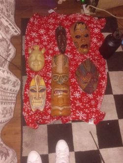 Hand carved and painted masks  tribal most are jamica and as one are from amizon