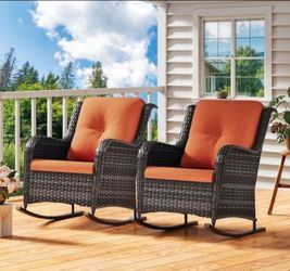 Outdoor Wicker Rocking Chairs Set of 2