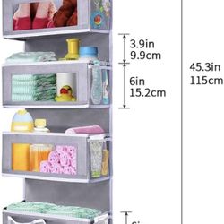 Over The Door Hanging Organizer with 4 Spacious Pockets and 10 Mesh Pockets, Wall Mount Storage Organizer for Bedroom Nursery Pantry Closet Dorm, Beig