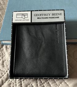 black genuine leather Geoffrey Beene multicard passcase wallet