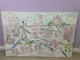 Paris Girls Room Wall Art Canvas